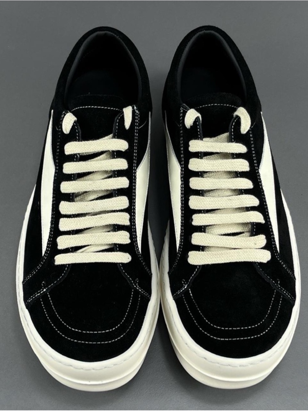 Men's Black and White Low-Top Suede Sneakers